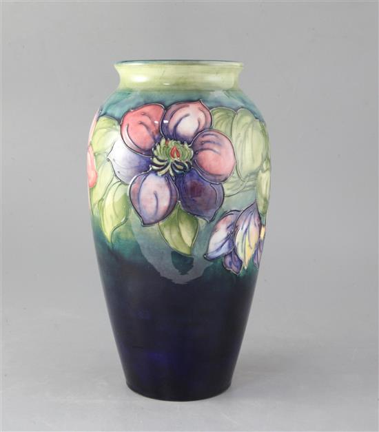 A Moorcroft clematis pattern baluster vase, c.1940s height 31.5cm